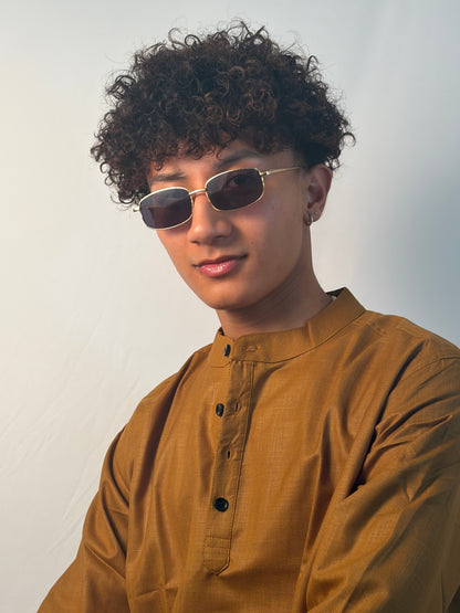 Zafran | Golden Yellow Grey Men’s Kurta