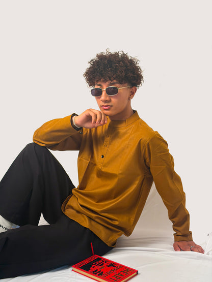 Zafran | Golden Yellow Grey Men’s Kurta